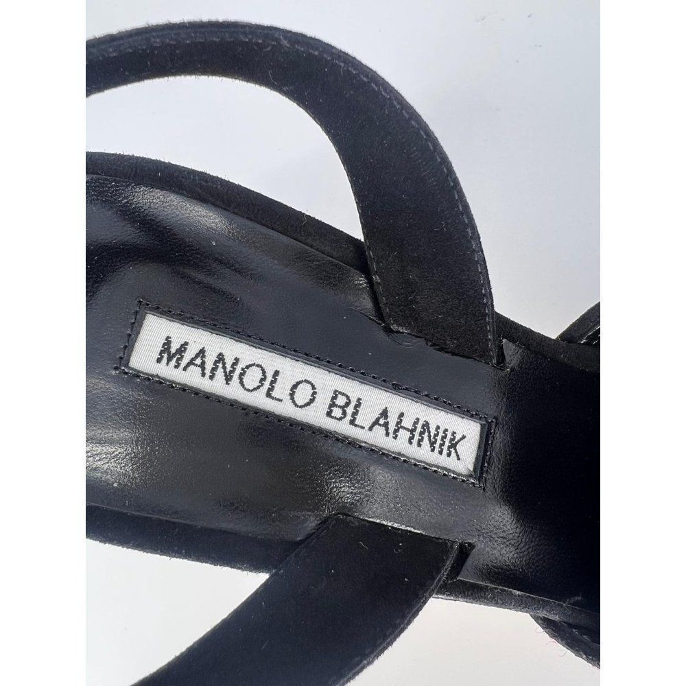 MANOLO BLAHNIK Maysale Red & Green Plaid Slingback Stiletto Sandals Size… - Picture 10 of 12